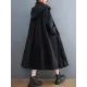 Casual Loose Solid Color Zipper Drawstring Long Sleeves Hooded Trench Coat Casual Loose Solid Color Zipper Drawstring Long Sleeves Hooded Trench Coat