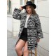 Casual Loose Long Sleeves Striped Lapel Collar Coat Casual Loose Long Sleeves Striped Lapel Collar Coat