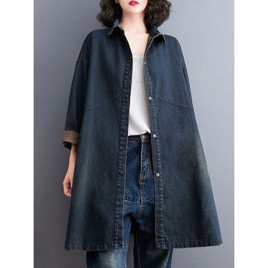 Split-Joint Long Sleeves Loose Lapel Outerwear Split-Joint Long Sleeves Loose Lapel Outerwear