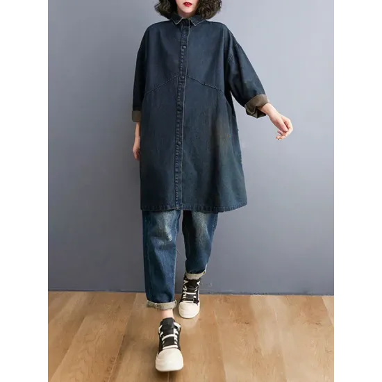 Split-Joint Long Sleeves Loose Lapel Outerwear Split-Joint Long Sleeves Loose Lapel Outerwear