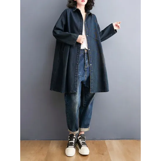 Split-Joint Long Sleeves Loose Lapel Outerwear Split-Joint Long Sleeves Loose Lapel Outerwear