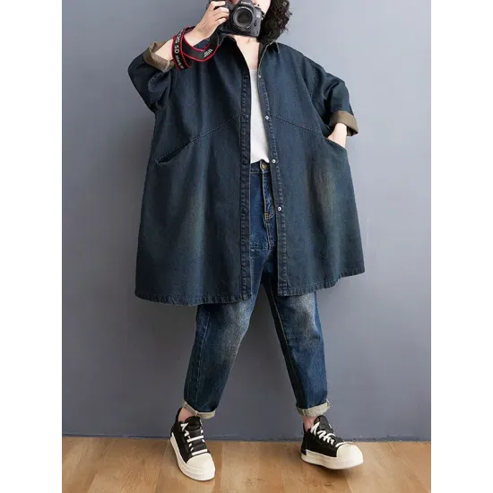 Split-Joint Long Sleeves Loose Lapel Outerwear Split-Joint Long Sleeves Loose Lapel Outerwear