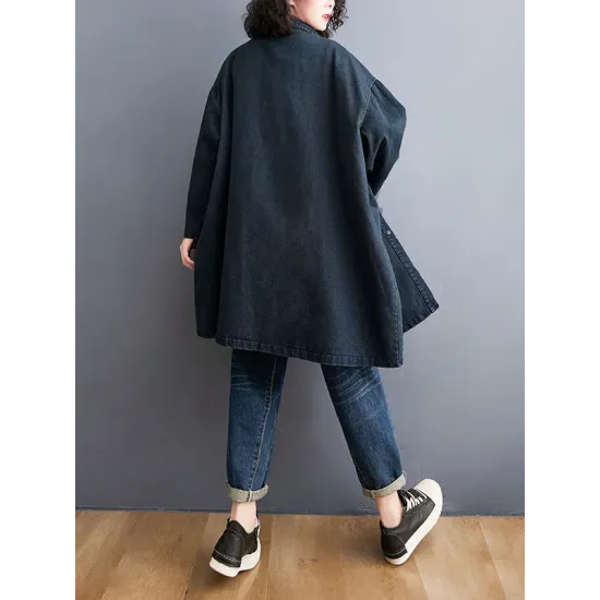 Split-Joint Long Sleeves Loose Lapel Outerwear Split-Joint Long Sleeves Loose Lapel Outerwear