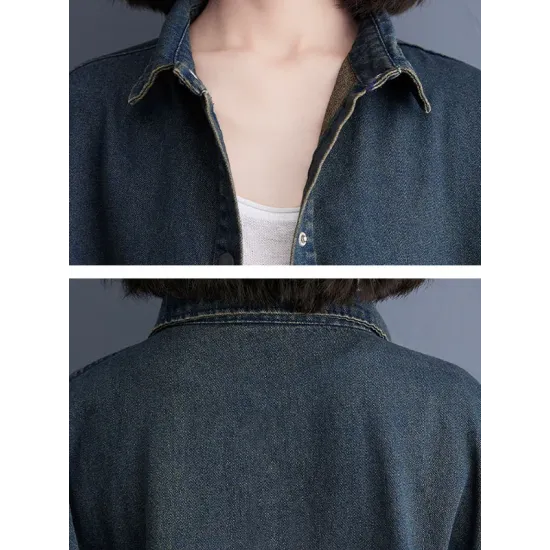 Split-Joint Long Sleeves Loose Lapel Outerwear Split-Joint Long Sleeves Loose Lapel Outerwear