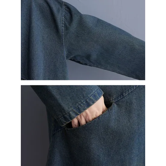 Split-Joint Long Sleeves Loose Lapel Outerwear Split-Joint Long Sleeves Loose Lapel Outerwear