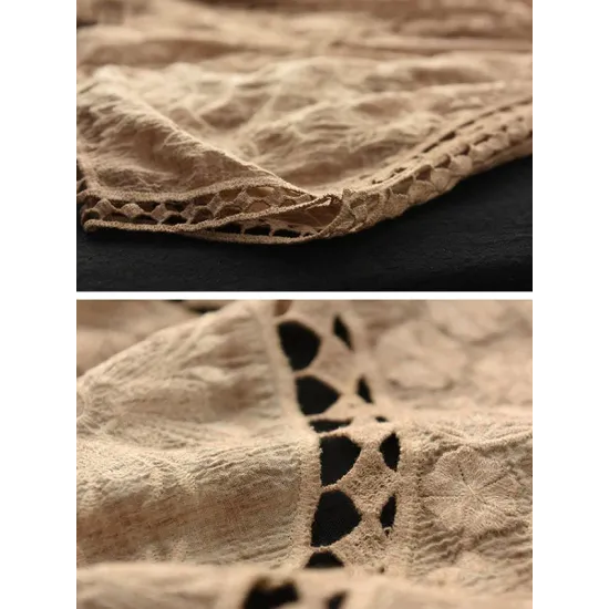 Seven-Quarter Sleeves Crochet Hollow Solid Color Outerwear Seven-Quarter Sleeves Crochet Hollow Solid Color Outerwear