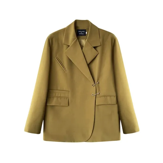 Urban Long Sleeves Loose Solid Color Pin Lapel Collar Suit Outerwear Urban Long Sleeves Loose Solid Color Pin Lapel Collar Suit Outerwear