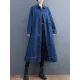 Casual Loose Long Sleeves Buttoned Lapel Collar Denim Trench Coats Casual Loose Long Sleeves Buttoned Lapel Collar Denim Trench Coats