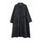 Casual Loose Long Sleeves Buttoned Lapel Collar Denim Trench Coats Casual Loose Long Sleeves Buttoned Lapel Collar Denim Trench Coats