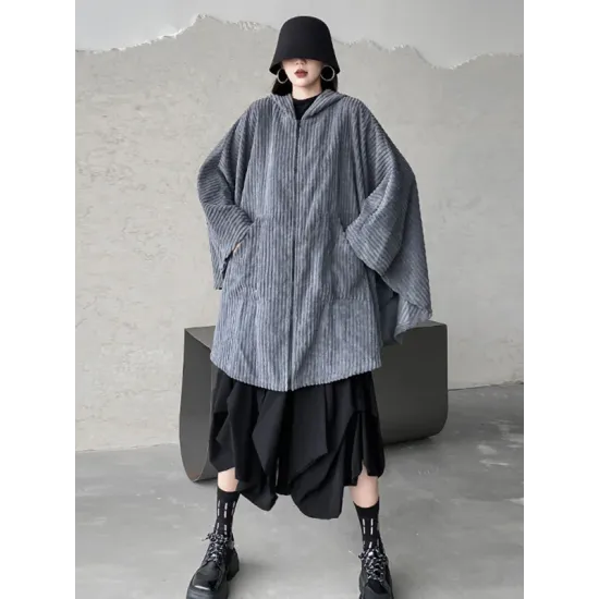 Casual Batwing Sleeves Loose Zipper Jackets Outerwear Casual Batwing Sleeves Loose Zipper Jackets Outerwear