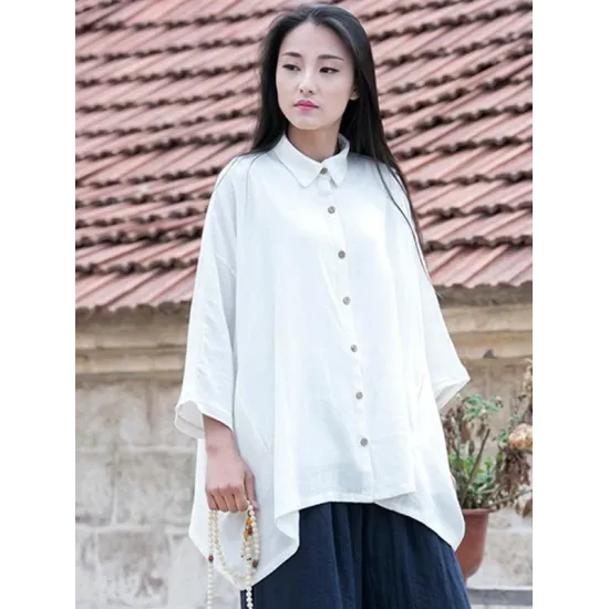 Vintage Simple Ramie Cotton Outwear Tops Vintage Simple Ramie Cotton Outwear Tops
