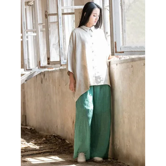 Vintage Simple Ramie Cotton Outwear Tops Vintage Simple Ramie Cotton Outwear Tops