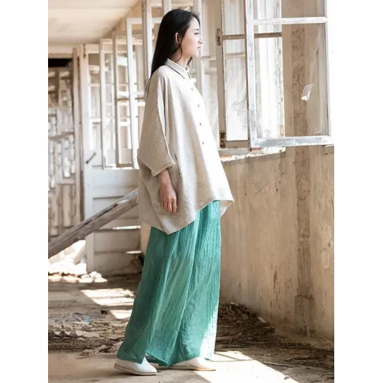 Vintage Simple Ramie Cotton Outwear Tops Vintage Simple Ramie Cotton Outwear Tops