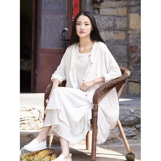 Soft White Ramie Cotton Linen Cover-up Cardigan Soft White Ramie Cotton Linen Cover-up Cardigan