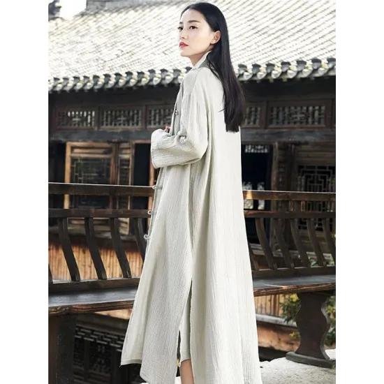 Black&Light gray Split-side Vintage Linen Outwear Black&Light gray Split-side Vintage Linen Outwear