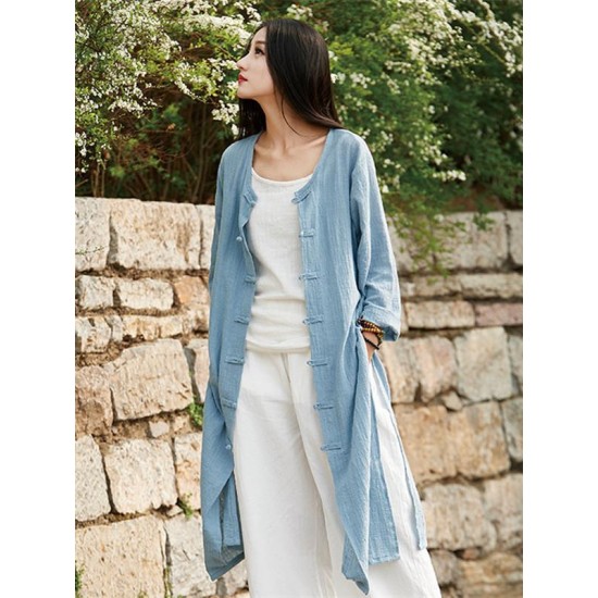 Blue&Red Frog Ramie Cotton Linen Outwear Cardigan Blue&Red Frog Ramie Cotton Linen Outwear Cardigan