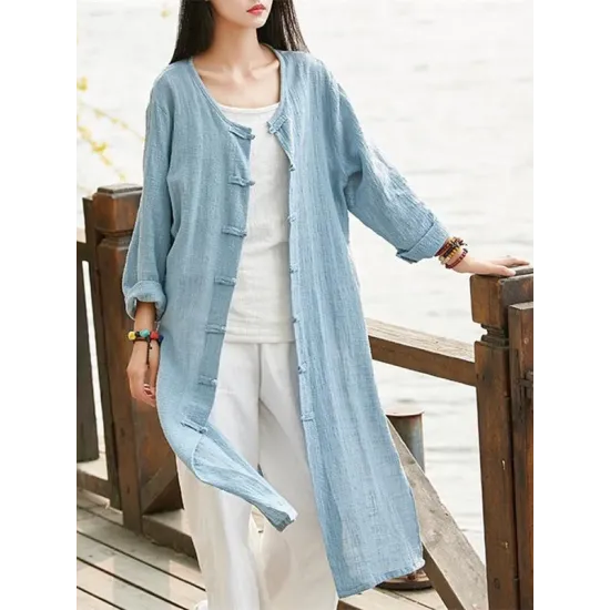 Blue&Red Frog Ramie Cotton Linen Outwear Cardigan Blue&Red Frog Ramie Cotton Linen Outwear Cardigan