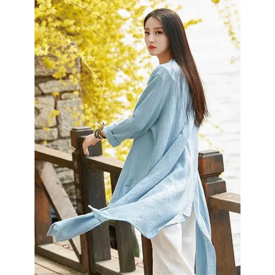 Blue&Red Frog Ramie Cotton Linen Outwear Cardigan Blue&Red Frog Ramie Cotton Linen Outwear Cardigan