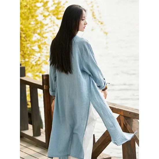 Blue&Red Frog Ramie Cotton Linen Outwear Cardigan Blue&Red Frog Ramie Cotton Linen Outwear Cardigan