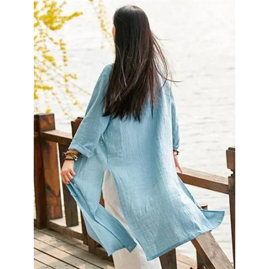 Blue&Red Frog Ramie Cotton Linen Outwear Cardigan Blue&Red Frog Ramie Cotton Linen Outwear Cardigan