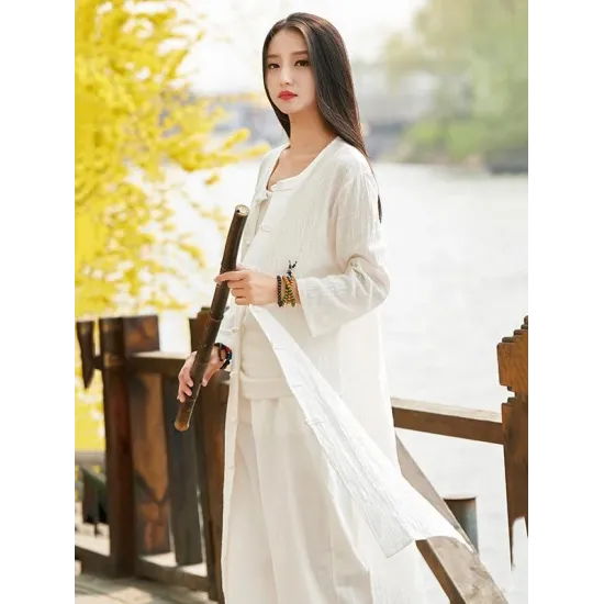 Soft White Frog Ramie Cotton Linen Outwear Cardigan Soft White Frog Ramie Cotton Linen Outwear Cardigan