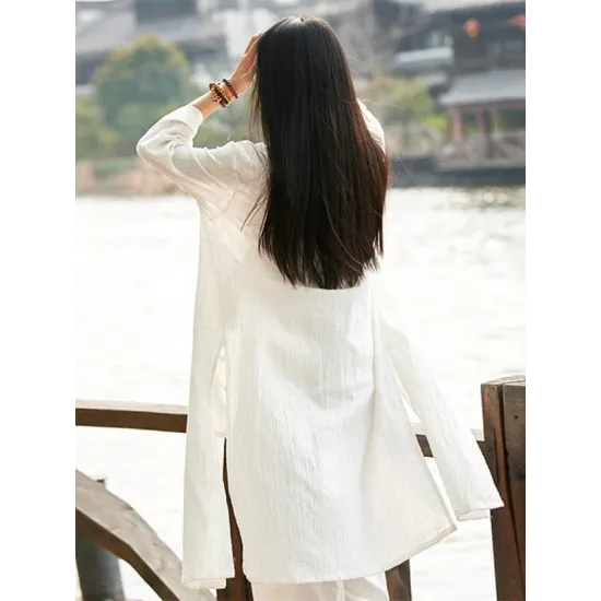 Soft White Frog Ramie Cotton Linen Outwear Cardigan Soft White Frog Ramie Cotton Linen Outwear Cardigan