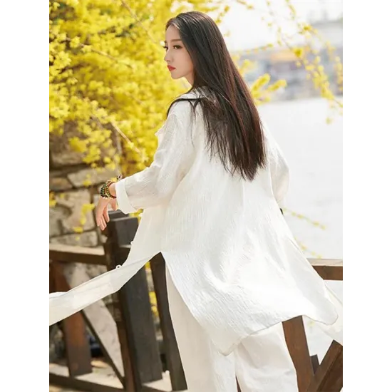 Soft White Frog Ramie Cotton Linen Outwear Cardigan Soft White Frog Ramie Cotton Linen Outwear Cardigan