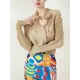 Original Creation Irregularity Long Sleeves Buttoned Pleated Solid Color Outerwear