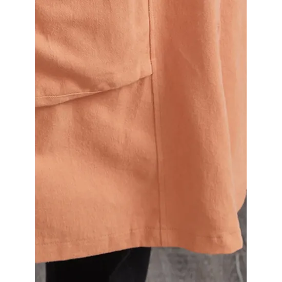 Casual Loose Solid Color Buttoned Lapel Collar Long Sleeves Trench Coat Casual Loose Solid Color Buttoned Lapel Collar Long Sleeves Trench Coat