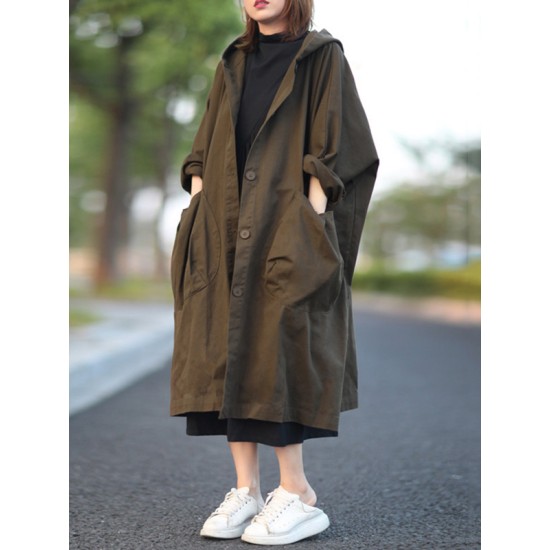 Original Solid Hooded Long Sleeve Outerwear&Coat Original Solid Hooded Long Sleeve Outerwear&Coat