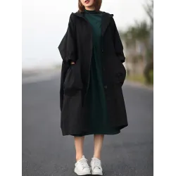 Original Solid Hooded Long Sleeve Outerwear&Coat