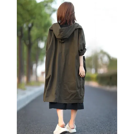 Original Solid Hooded Long Sleeve Outerwear&Coat Original Solid Hooded Long Sleeve Outerwear&Coat