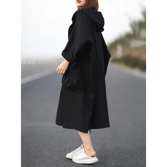 Original Solid Hooded Long Sleeve Outerwear&Coat Original Solid Hooded Long Sleeve Outerwear&Coat