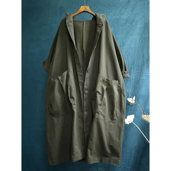 Original Solid Hooded Long Sleeve Outerwear&Coat Original Solid Hooded Long Sleeve Outerwear&Coat