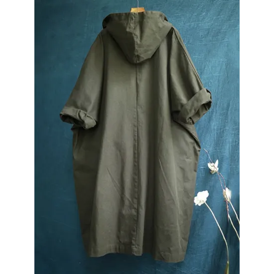 Original Solid Hooded Long Sleeve Outerwear&Coat Original Solid Hooded Long Sleeve Outerwear&Coat