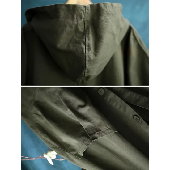 Original Solid Hooded Long Sleeve Outerwear&Coat Original Solid Hooded Long Sleeve Outerwear&Coat