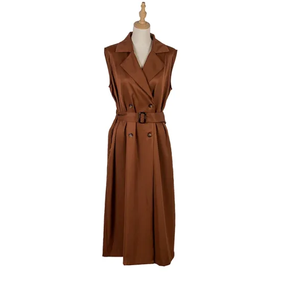 Casual Sleeveless Loose Solid Color Lapel Collar Coat Casual Sleeveless Loose Solid Color Lapel Collar Coat