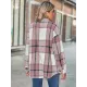 Casual Loose Buckle Plaid Polo Shirt Top Casual Loose Buckle Plaid Polo Shirt Top