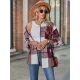 Casual Loose Buckle Plaid Polo Shirt Top Casual Loose Buckle Plaid Polo Shirt Top