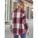 Casual Loose Buckle Plaid Polo Shirt Top Casual Loose Buckle Plaid Polo Shirt Top