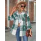 Casual Loose Buckle Plaid Polo Shirt Top Casual Loose Buckle Plaid Polo Shirt Top