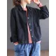 Vintage Loose Long Sleeves Buttoned Solid Color Lapel Collar Outerwear Vintage Loose Long Sleeves Buttoned Solid Color Lapel Collar Outerwear