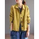 Vintage Loose Long Sleeves Buttoned Solid Color Lapel Collar Outerwear Vintage Loose Long Sleeves Buttoned Solid Color Lapel Collar Outerwear