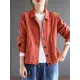 Vintage Loose Long Sleeves Buttoned Solid Color Lapel Collar Outerwear Vintage Loose Long Sleeves Buttoned Solid Color Lapel Collar Outerwear