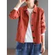 Vintage Loose Long Sleeves Buttoned Solid Color Lapel Collar Outerwear Vintage Loose Long Sleeves Buttoned Solid Color Lapel Collar Outerwear