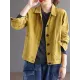 Vintage Loose Long Sleeves Buttoned Solid Color Lapel Collar Outerwear Vintage Loose Long Sleeves Buttoned Solid Color Lapel Collar Outerwear