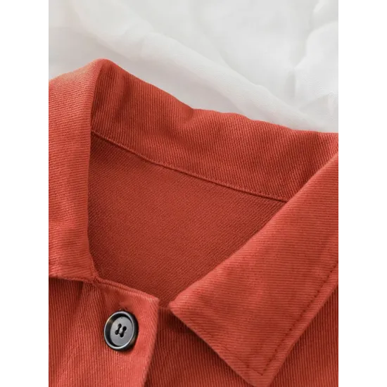 Vintage Loose Long Sleeves Buttoned Solid Color Lapel Collar Outerwear Vintage Loose Long Sleeves Buttoned Solid Color Lapel Collar Outerwear