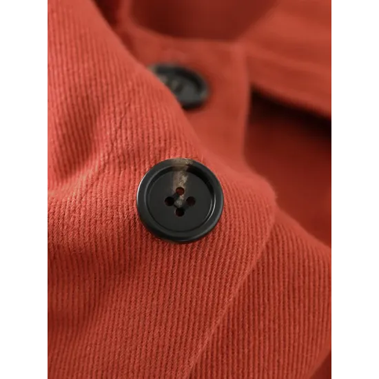 Vintage Loose Long Sleeves Buttoned Solid Color Lapel Collar Outerwear Vintage Loose Long Sleeves Buttoned Solid Color Lapel Collar Outerwear