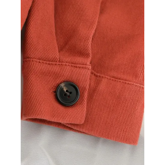 Vintage Loose Long Sleeves Buttoned Solid Color Lapel Collar Outerwear Vintage Loose Long Sleeves Buttoned Solid Color Lapel Collar Outerwear
