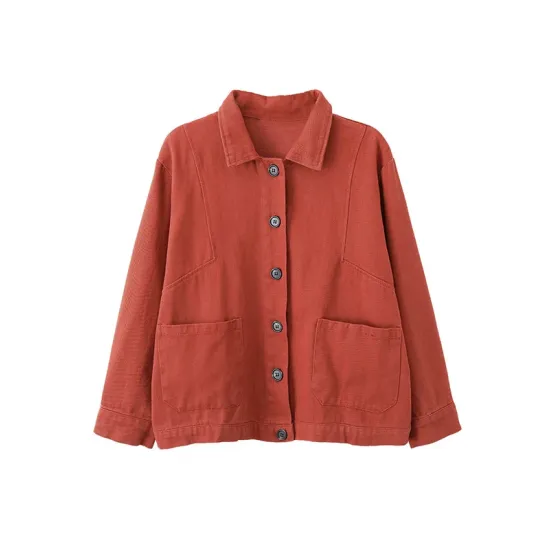 Vintage Loose Long Sleeves Buttoned Solid Color Lapel Collar Outerwear Vintage Loose Long Sleeves Buttoned Solid Color Lapel Collar Outerwear